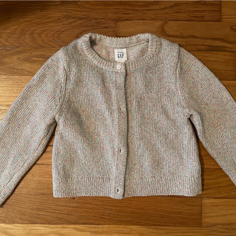 Baby GAP Metallic Pastel Multi Colored Threaded Cardigan